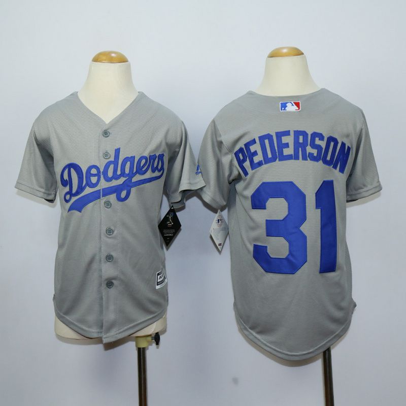 Youth Los Angeles Dodgers #31 Pederson Grey MLB Jerseys